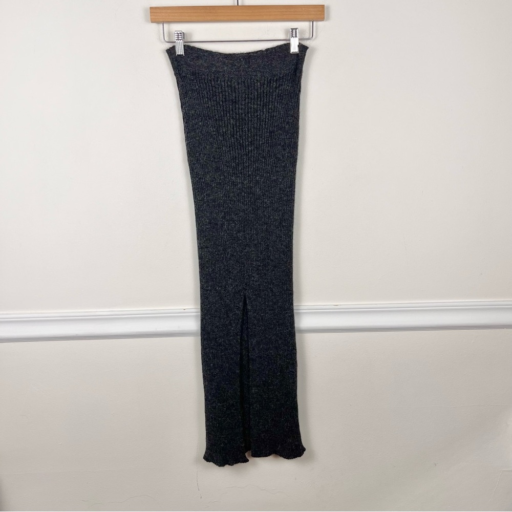 ACNE STUDIOS Randa Alpaca Wool Gray Ribbed Midi Skirt Size M - Picture 8 of 10